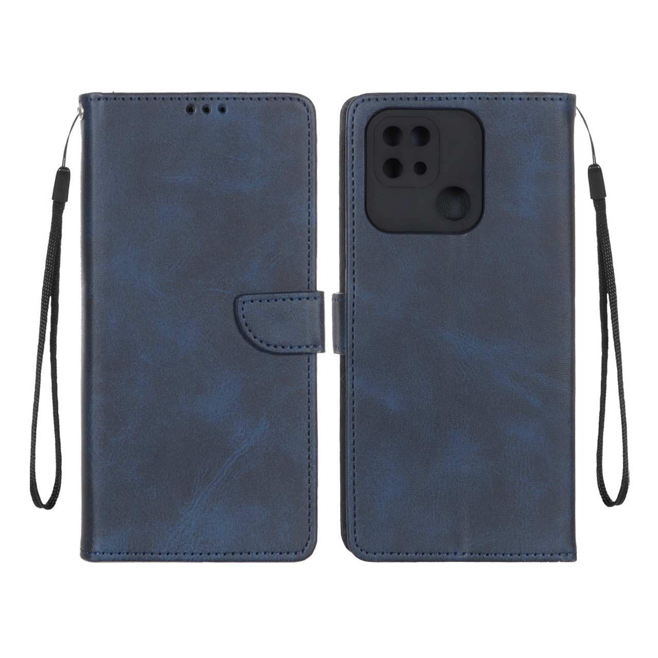 کیف چرمی موبایل مگنتی محافظ لنزدار Xiaomi Redmi 10C / Redmi 10 Power / Poco C40 - سرمه ای