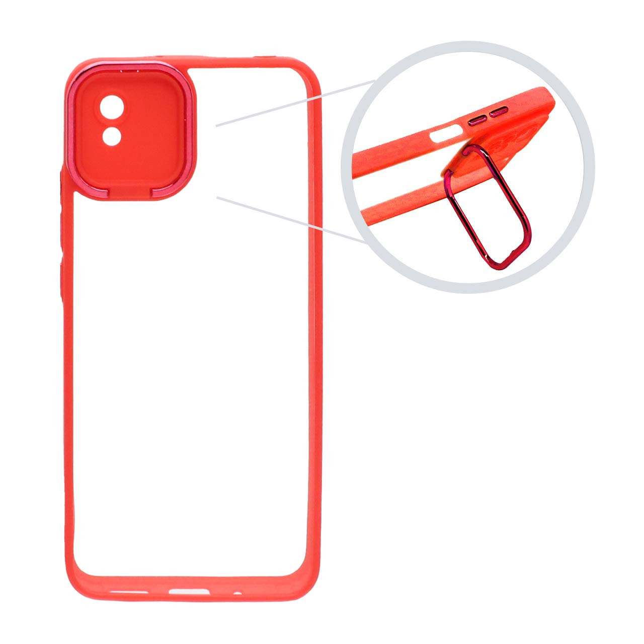 قاب پشت شفاف محافظ لنزدار متال آیرون Xiaomi Redmi 9A Sport / Redmi 9A / Redmi 9AT - قرمز