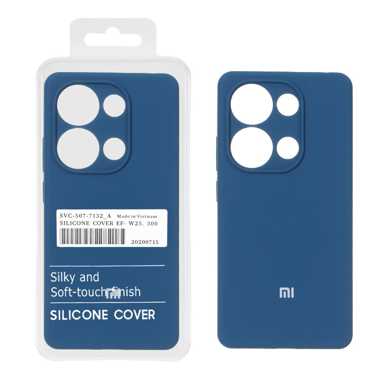 قاب سیلیکونی پاک کنی اورجینال درجه یک Xiaomi Redmi Note 14S / Note 13 Pro 4G / Poco M6 Pro 4G - آبی کاربنی (پک دار)