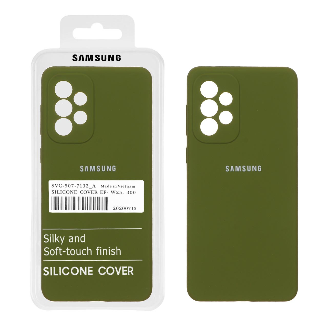قاب سیلیکونی پاک کنی اورجینال درجه یک Samsung Galaxy A73 - سبز زیتونی (پک دار)