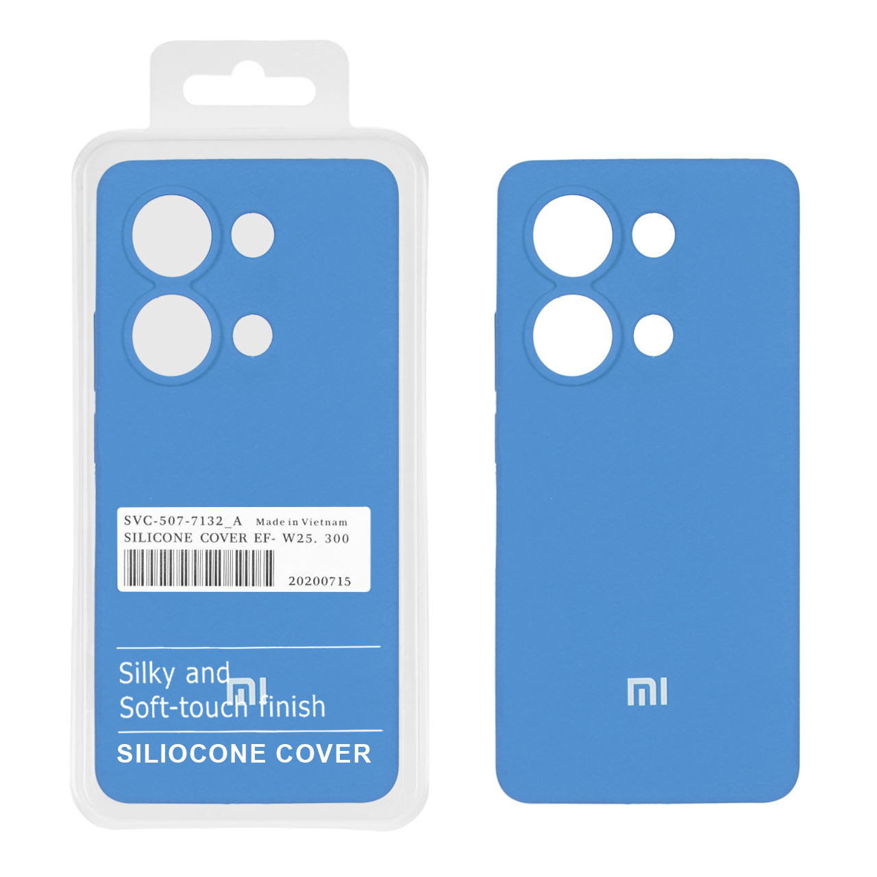 قاب سیلیکونی پاک کنی اورجینال درجه یک Xiaomi Redmi Note 14S / Note 13 Pro 4G / Poco M6 Pro 4G - آبی (پک دار)