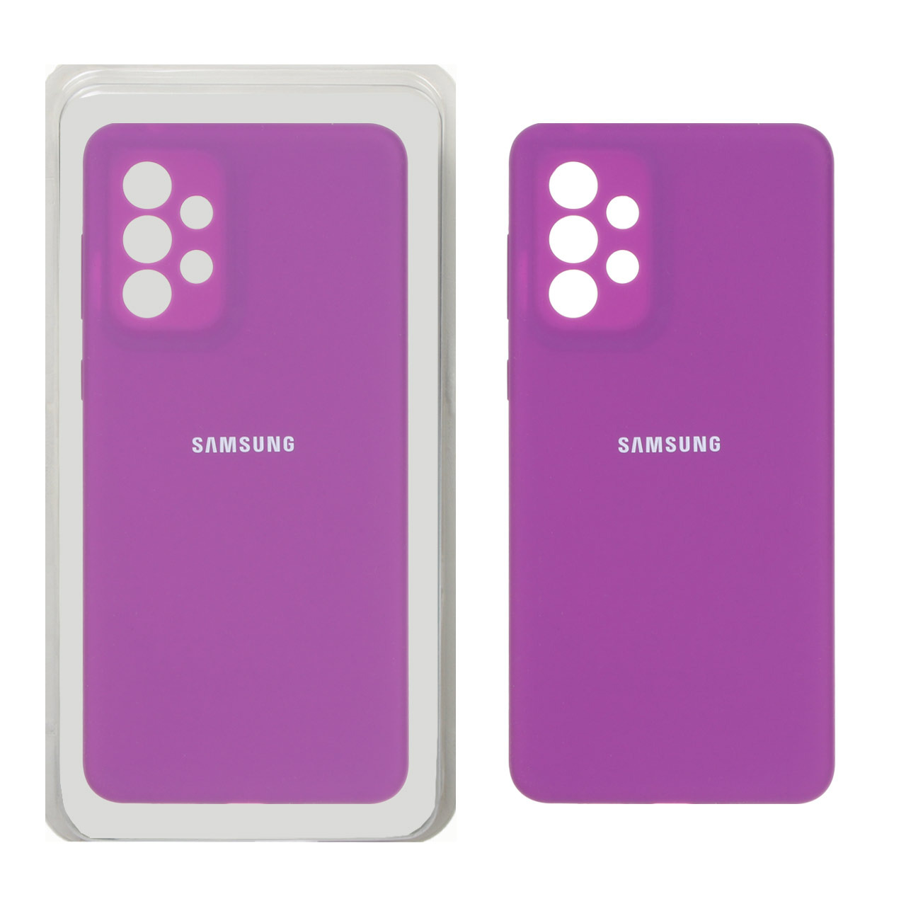 قاب سیلیکونی پاک کنی محافظ لنزدار اورجینال Samsung Galaxy A73 - ارغوانی (پک دار)
