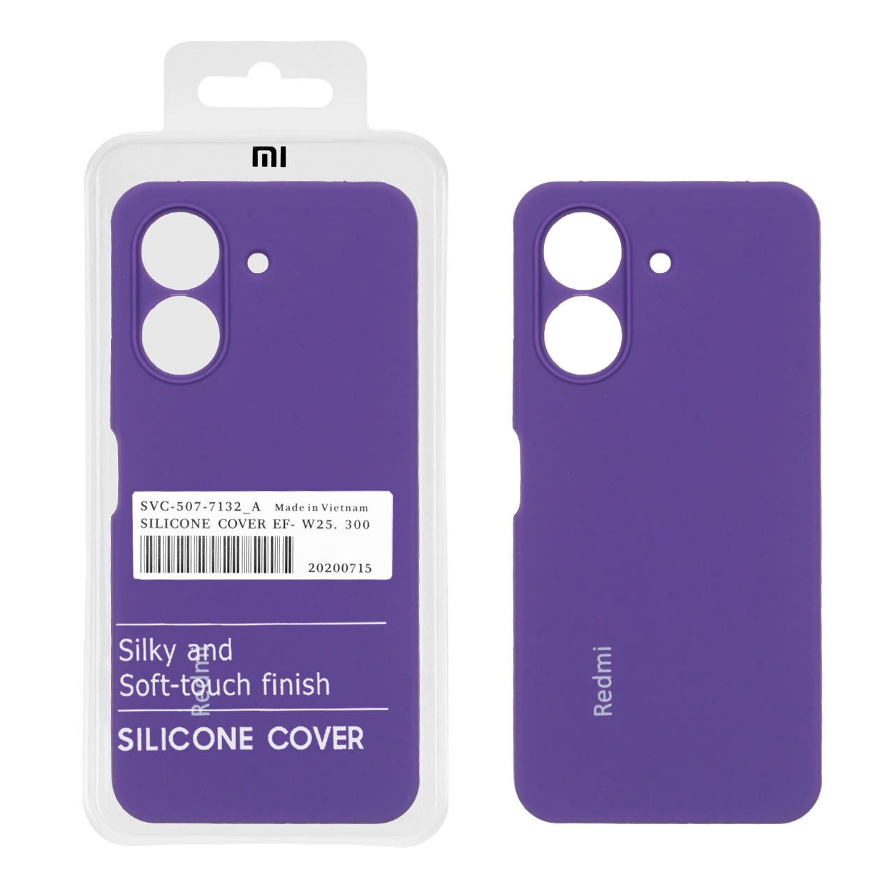 قاب سیلیکونی پاک کنی اورجینال درجه یک Xiaomi Redmi 13C / Poco C65 - بنفش تیره (پک دار)