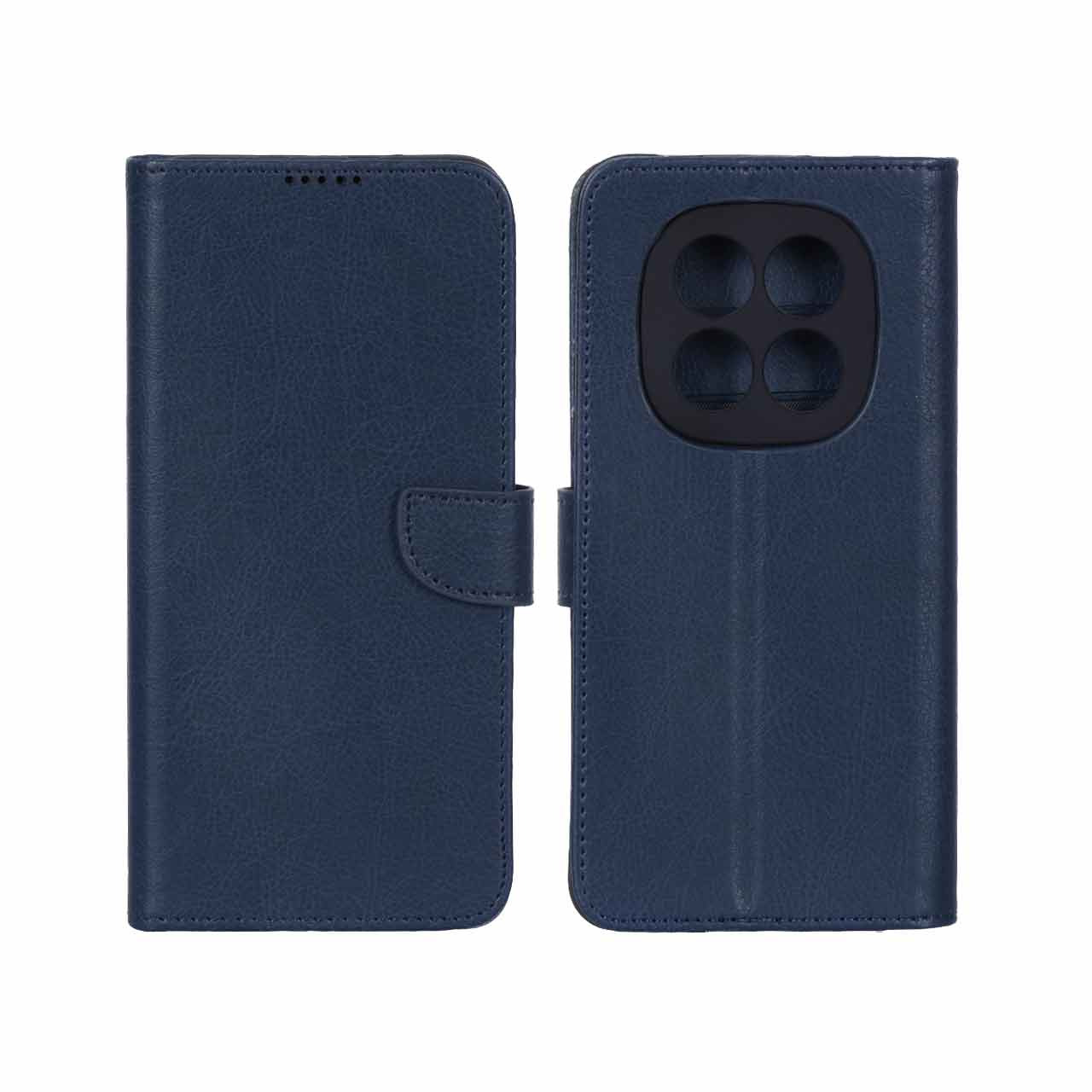 کیف چرمی موبایل مگنتی محافظ لنزدار KRF مدل Xiaomi Redmi Note 15 Pro 4G - سرمه ای