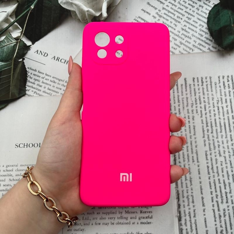 قاب سیلیکونی پاک کنی محافظ لنزدار Xiaomi Mi 11 Lite - صورتی فانتزی (پک اصلی)
