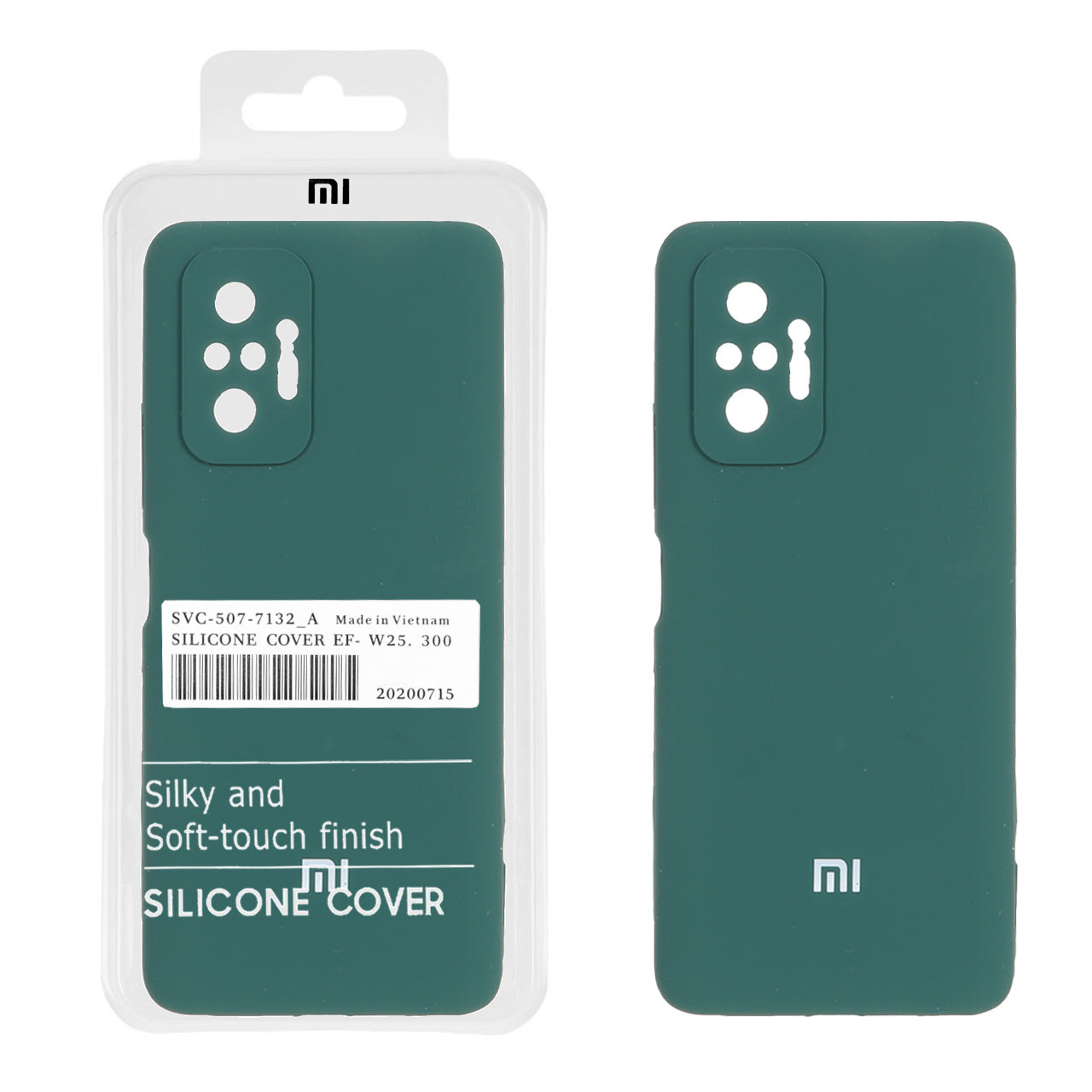 قاب سیلیکونی پاک کنی اورجینال درجه یک Xiaomi Redmi Note 10 Pro 4G / Redmi Note 10 Pro Max - سبز تیره (پک دار)