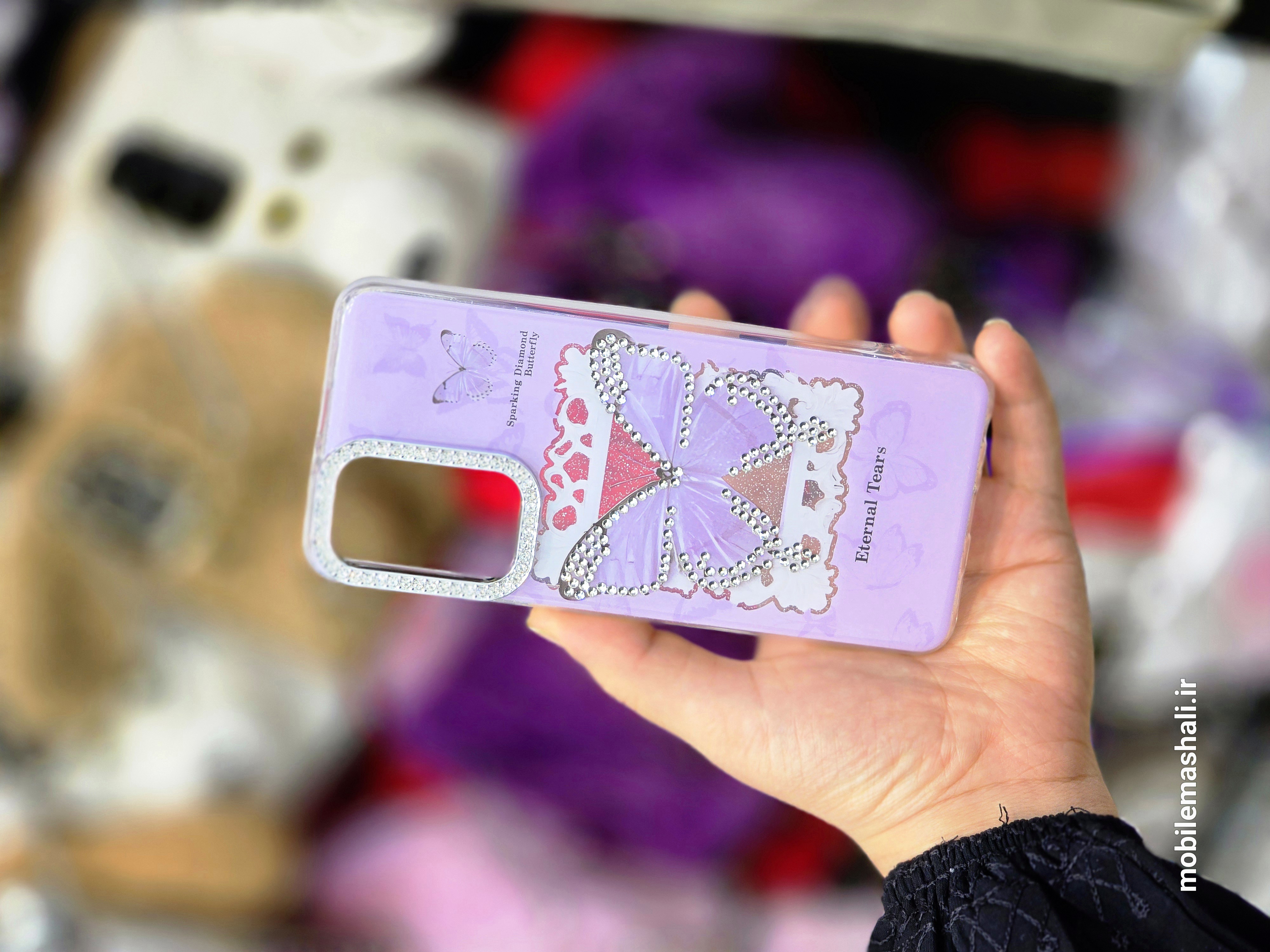 قاب پروانه نگینی Samsung Galaxy A55 بنفش