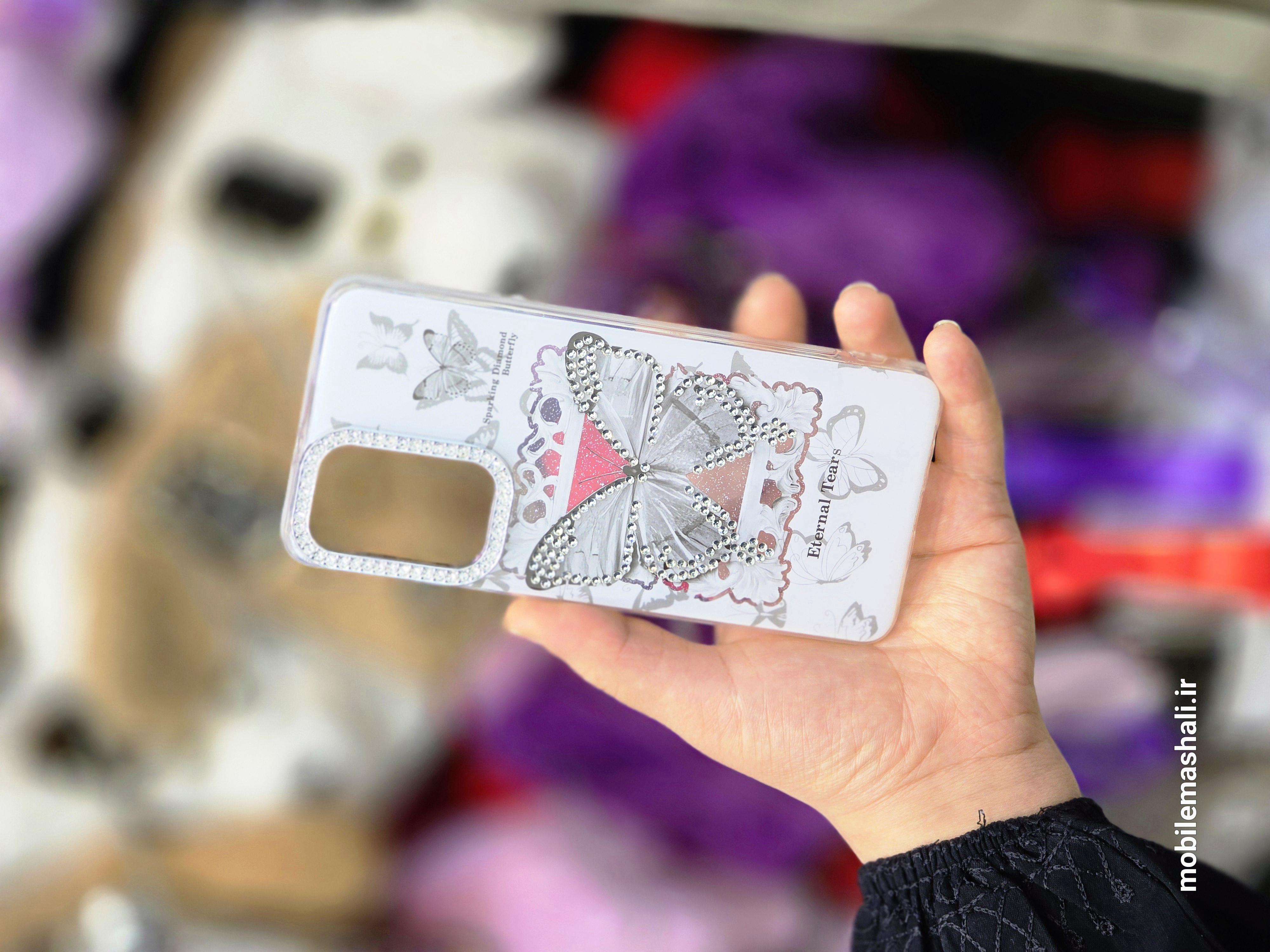 قاب پروانه نگینی Samsung Galaxy A55 سفید