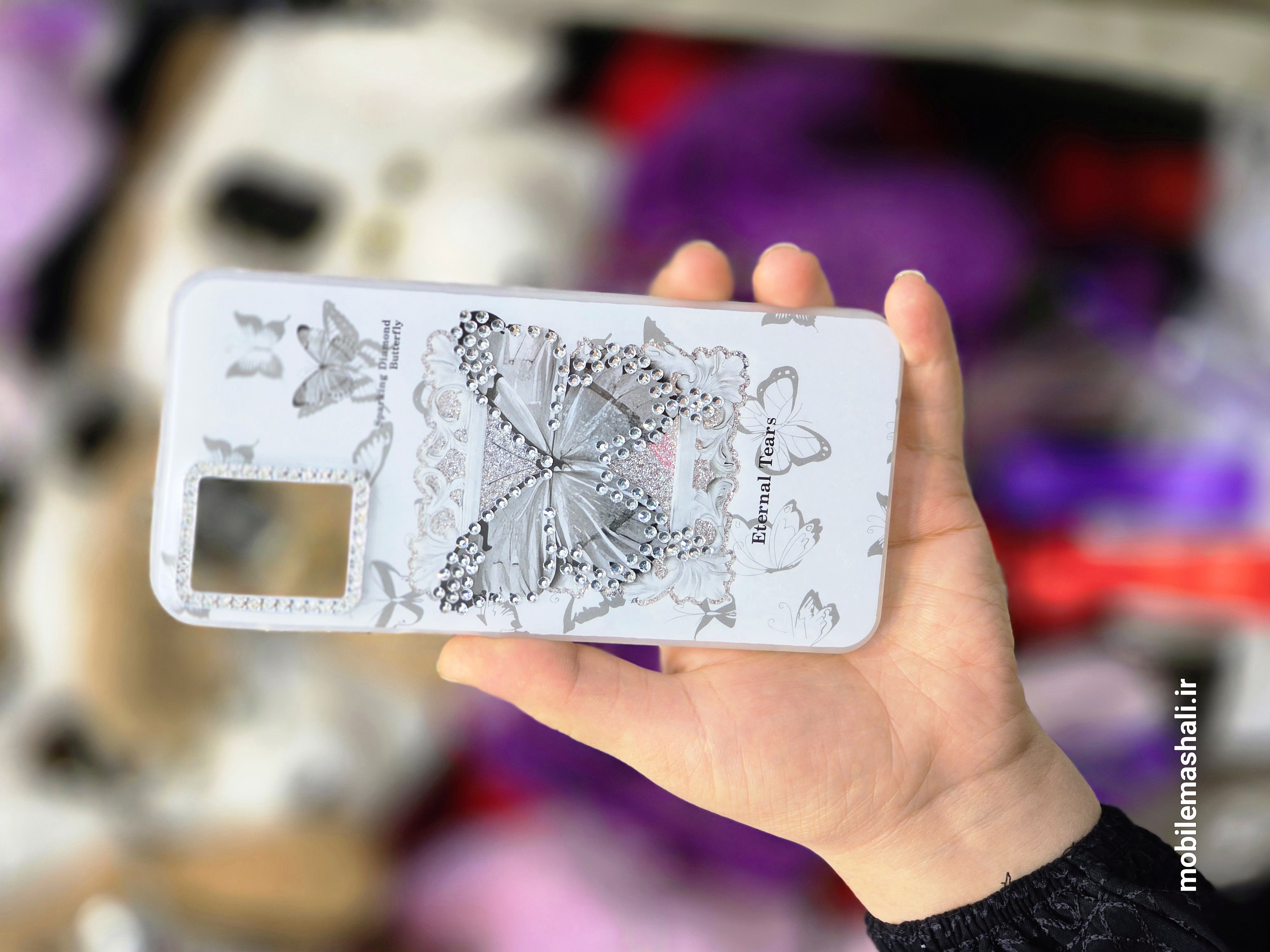 قاب پروانه نگینی Samsung Galaxy A12 / M12 / F12 - سفید