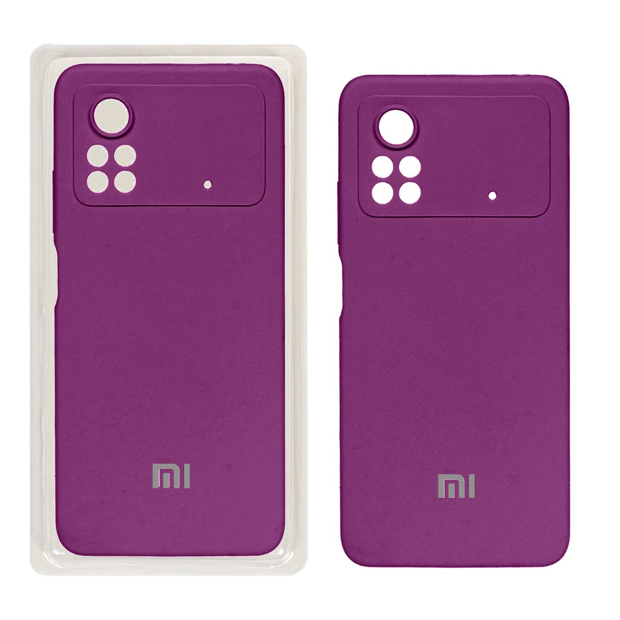قاب سیلیکونی پاک کنی محافظ لنزدار اورجینال Xiaomi Poco X4 Pro-5G - بنفش (پک اصلی)