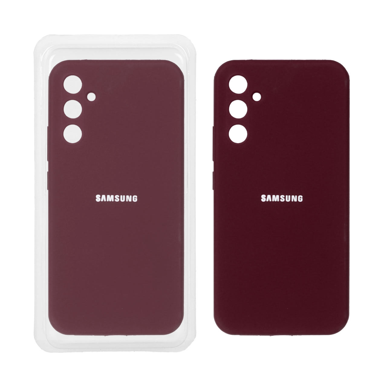 قاب سیلیکونی پاک کنی محافظ لنزدار اورجینال Samsung Galaxy A34 - زرشکی (پک اصلی)