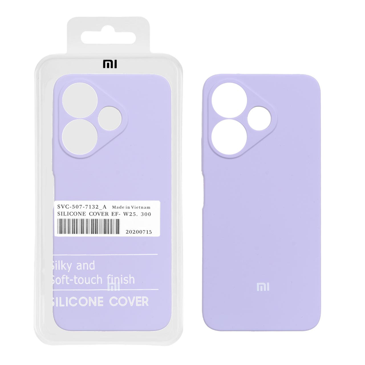 قاب سیلیکونی پاک کنی اورجینال درجه یک Xiaomi Redmi 13X / Redmi 13 4G / Poco M6 4G - یاسی (پک دار)