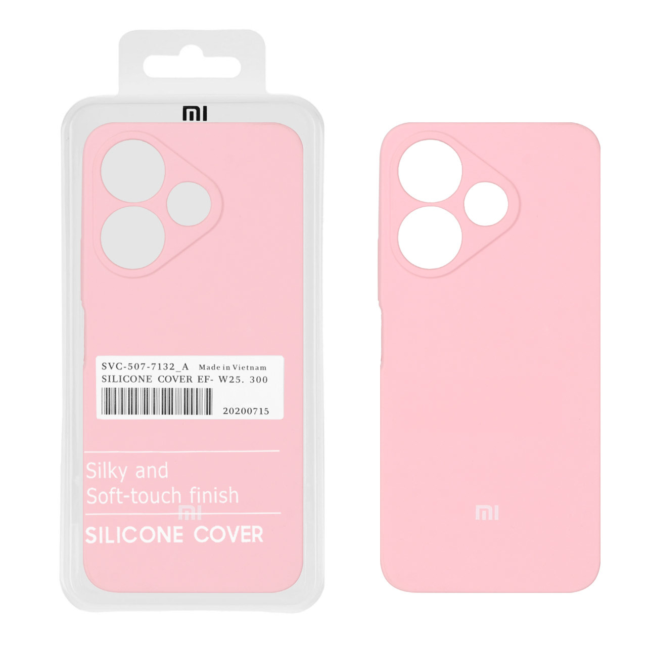 قاب سیلیکونی پاک کنی اورجینال درجه یک Xiaomi Redmi 13X / Redmi 13 4G / Poco M6 4G - صورتی (پک دار)