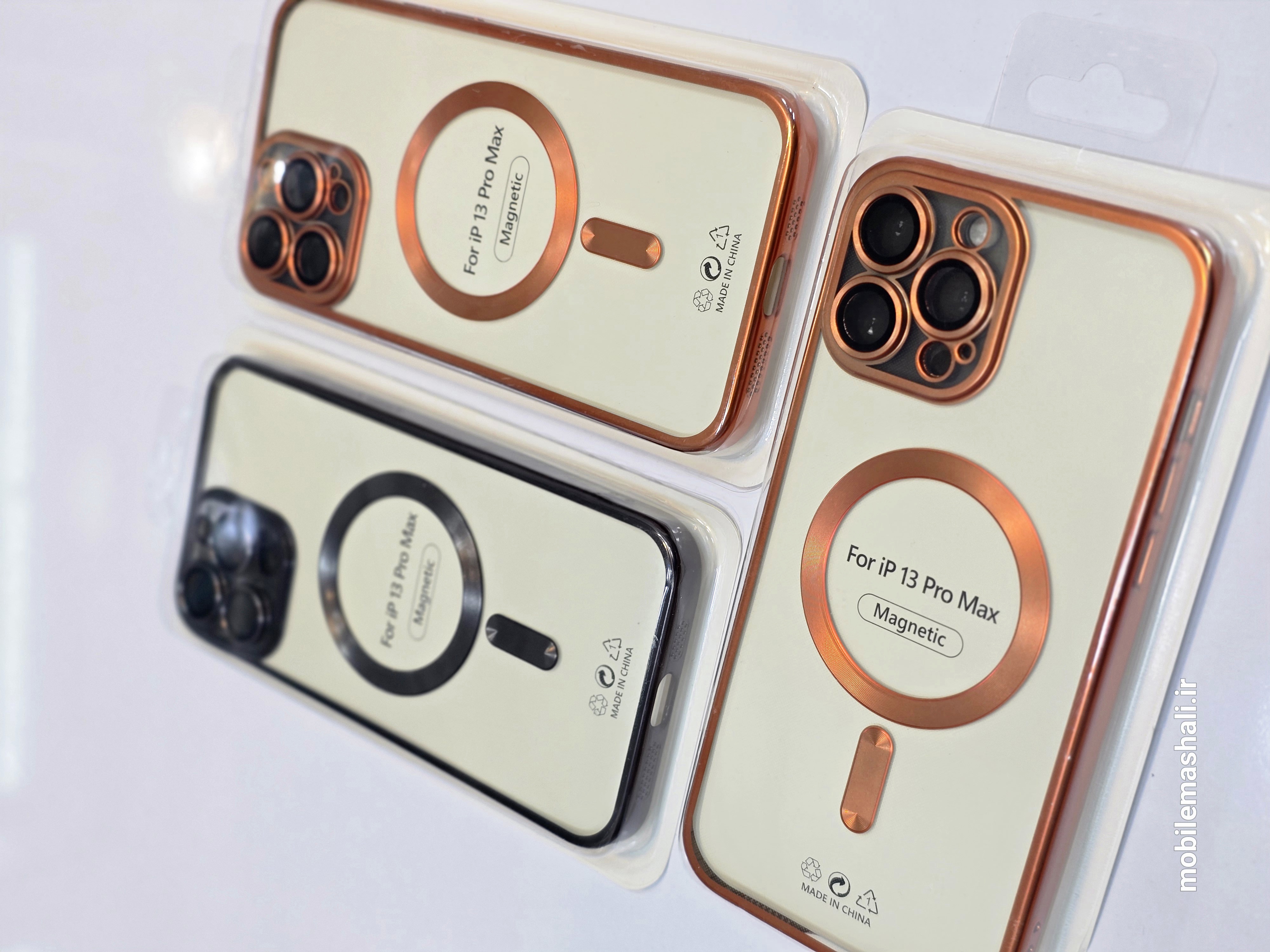 قاب فشن کیس شفاف مگسیف محافظ لنزدار مدل Apple iPhone 13 Pro Max  - نارنجی