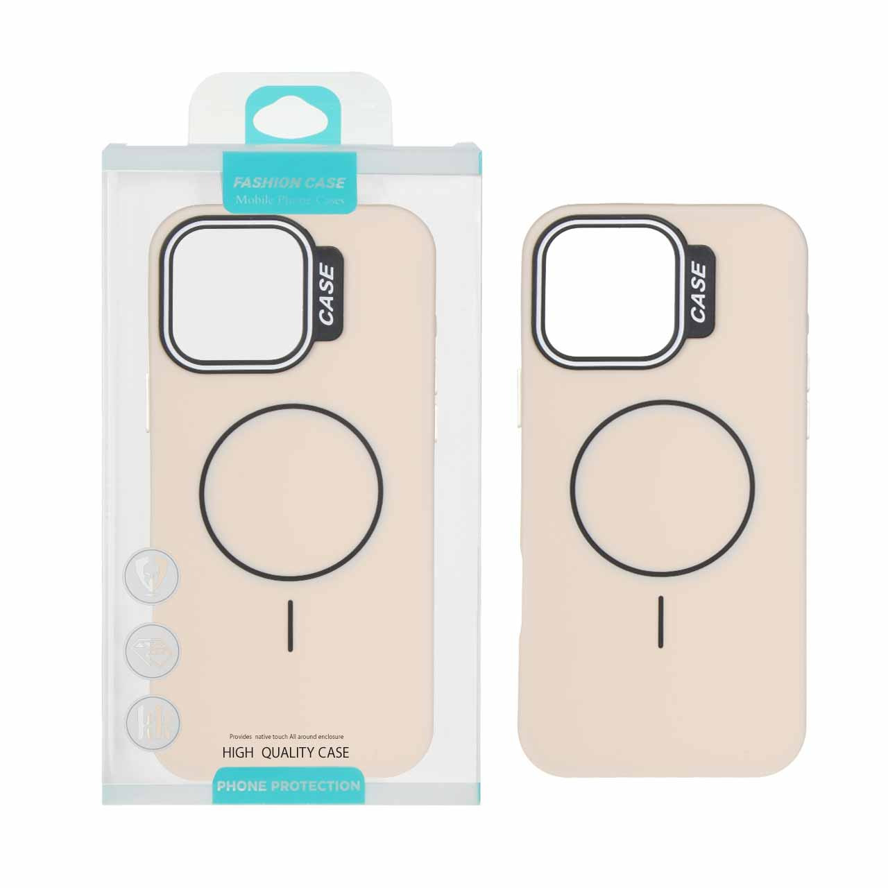 قاب طرح سیلیکون Magsafe پاستیلی Apple iPhone 16 Pro Max - کرم (پک دار)