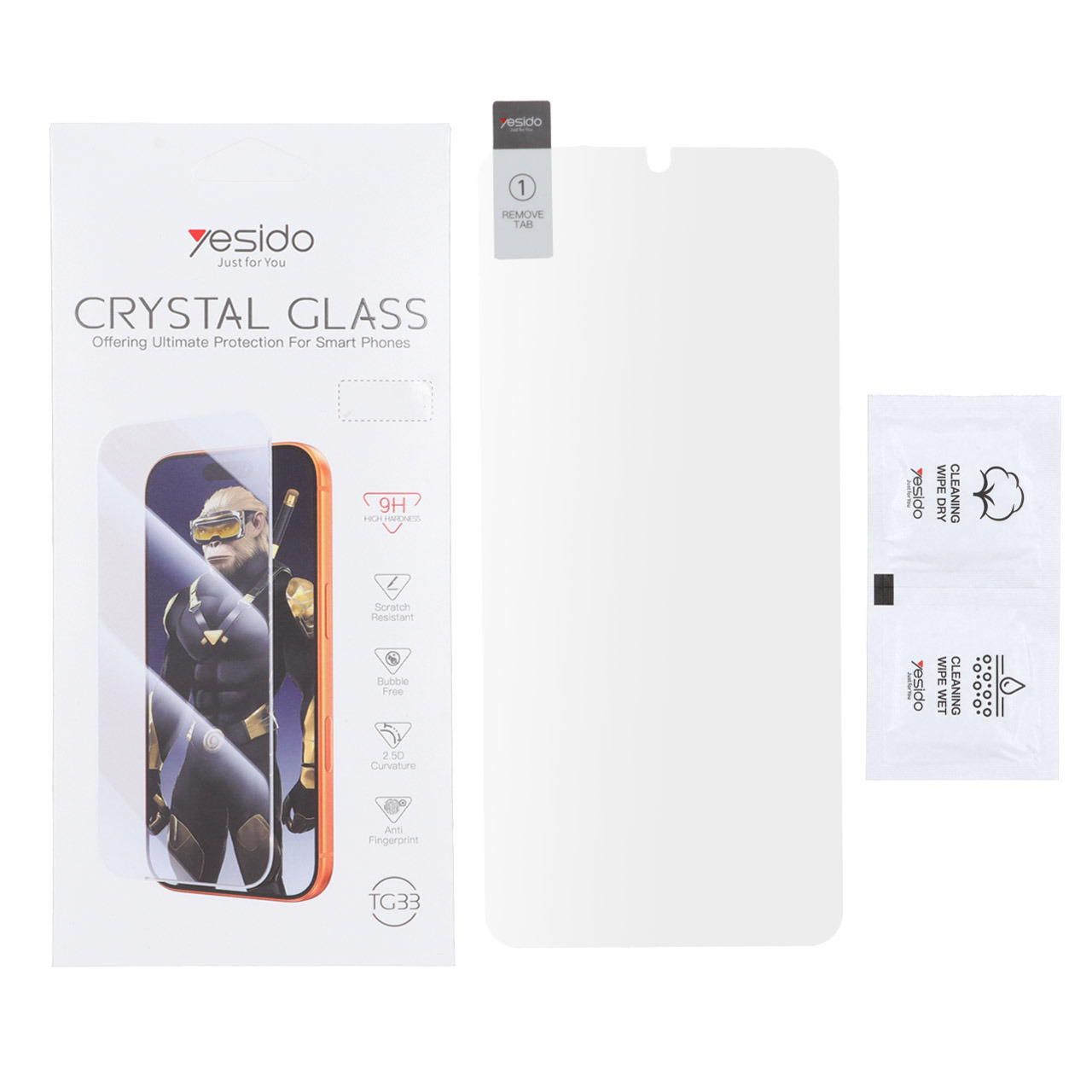 محافظ صفحه نمایش شیشه ای اورجینال بدون حاشیه Crystal Glass Yesido TG33 مدل Samsung Galaxy A17 / A16 / A26 (پک دار)