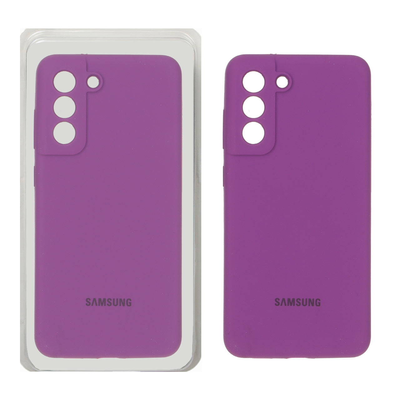 قاب سیلیکونی پاک کنی محافظ لنزدار اورجینال Samsung Galaxy S21 FE - ارغوانی (پک دار)