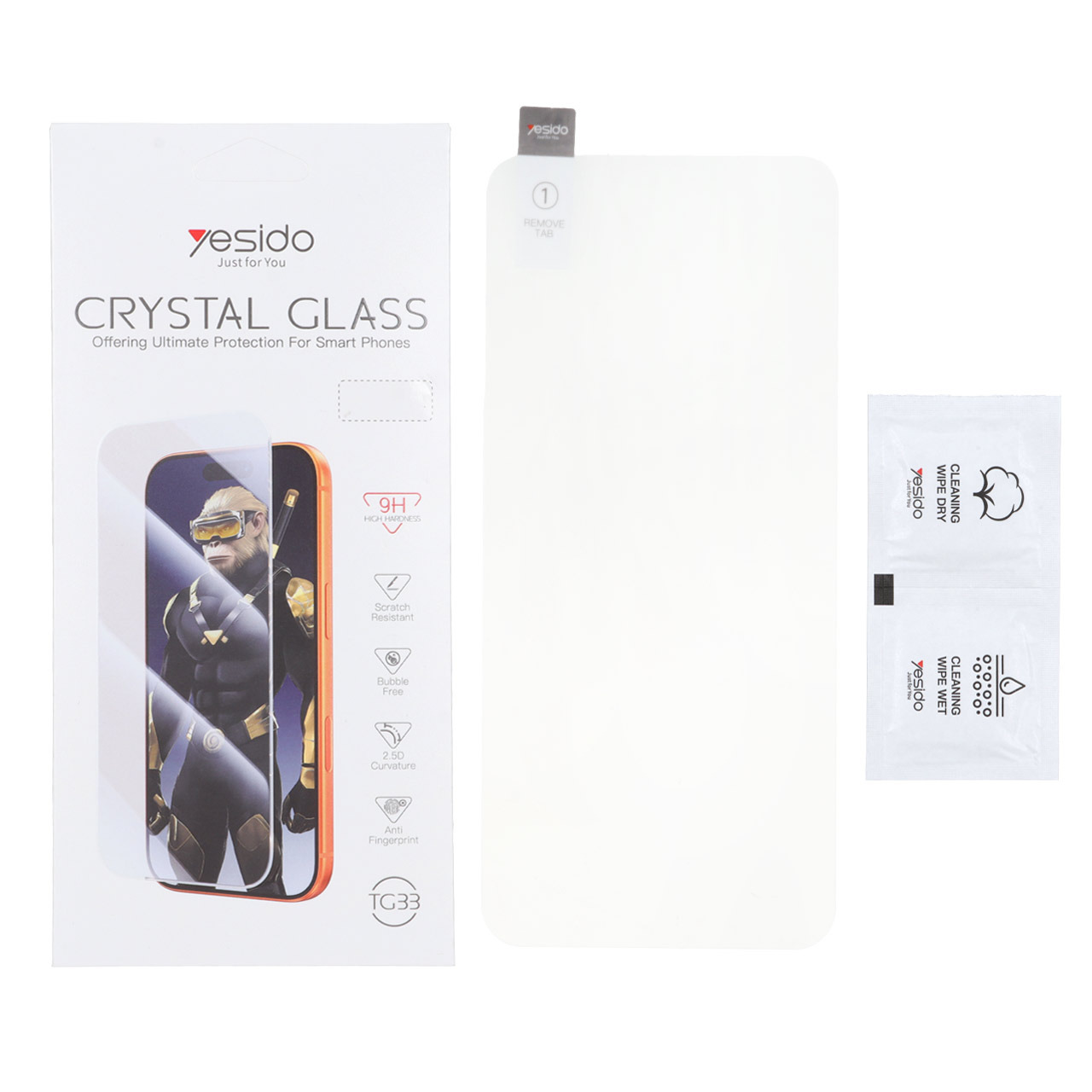 محافظ صفحه نمایش شیشه ای اورجینال بدون حاشیه Crystal Glass Yesido TG33 مدل Samsung Galaxy A71 / A72 / A73 / M51 / M52 / M53 / M54 / M62 / Note 12 Pro 5G / Note 12 Pro Plus / Poco X5 Pro / Poco F5 (پک دار)