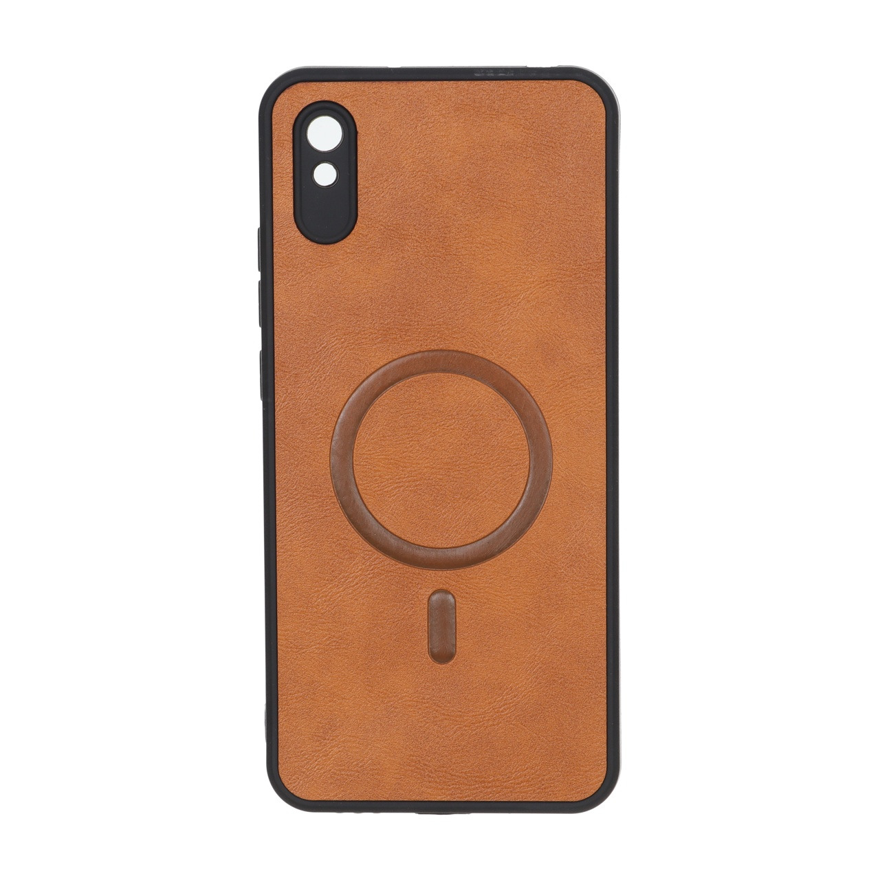 قاب چرمی طرح مگ سیف محافظ لنزدار Xiaomi Redmi 9A / Redmi 9A Sport / Redmi 9AT - قهوه ای