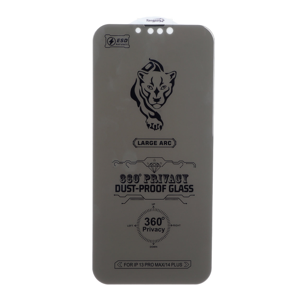 محافظ صفحه نمایش شیشه ای YongPoly 360 ESD Privacy بدون حاشیه توری دار Apple iPhone 13 Pro Max / iPhone 14 Plus