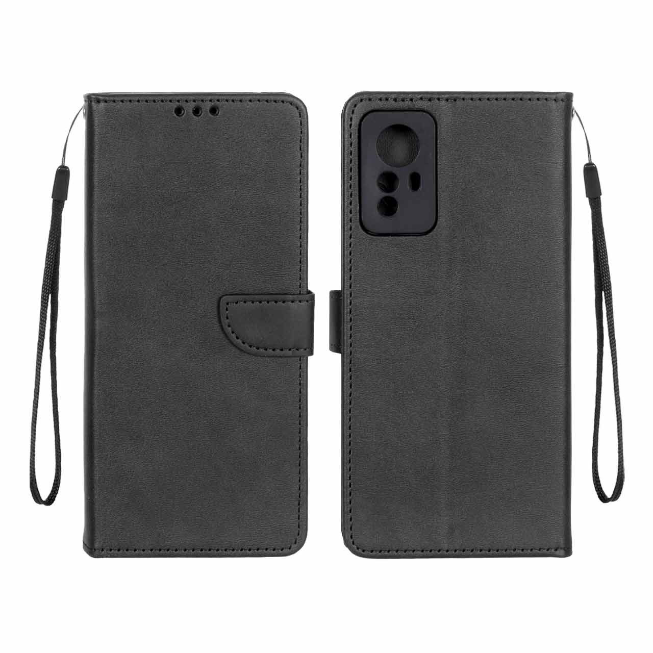 کیف چرمی موبایل مگنتی محافظ لنزدار Xiaomi Redmi Note 12S - مشکی